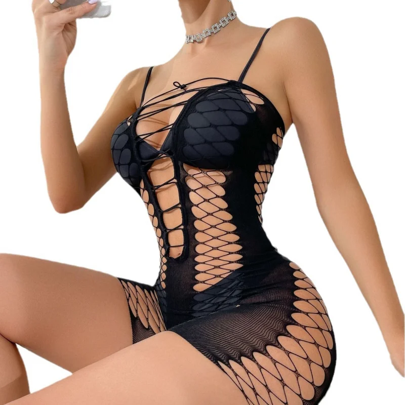 Nueva lencería de malla de una pieza con top de tubo transparente