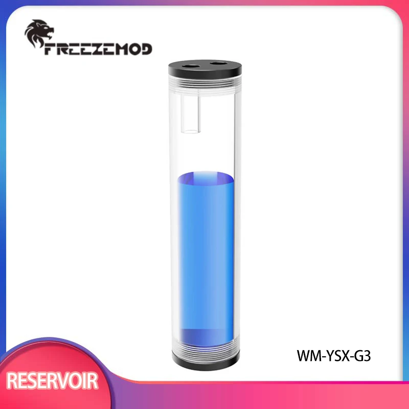 FREEZEMOD Computer Water Cooling Transparent Cylindrical Water Tank Liquid Cooling Storage Tank Three Holes POM Cover,WM-YSX-G3