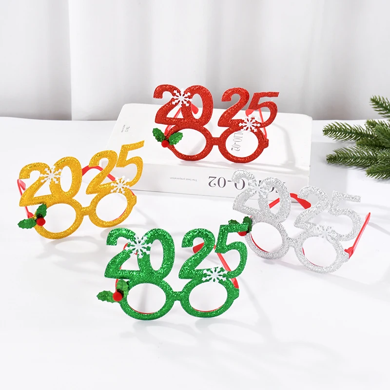 2025 New Year Party Glasses Christmas Photo Props Noel Xmas Decorations Kids Adult Eyeglasses Photobooth Gifts Home Supplies