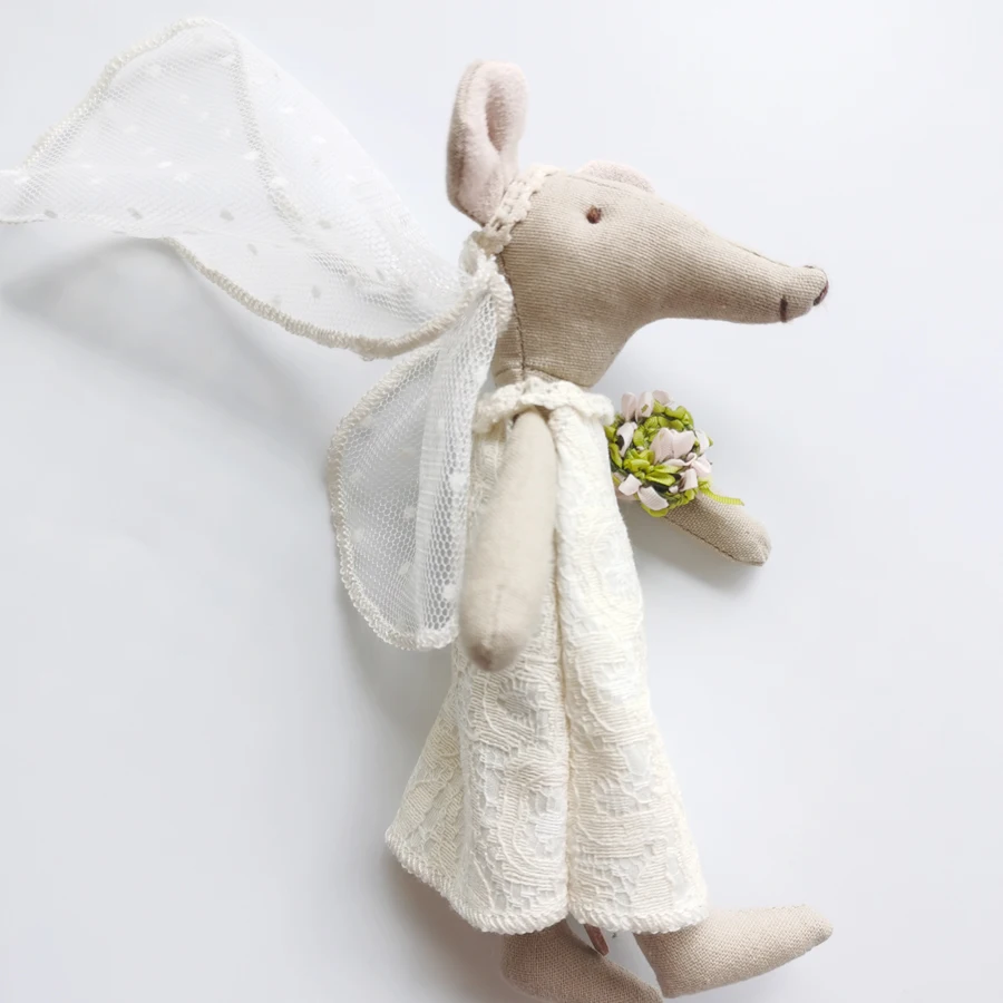 Wedding Mice Plushies Handmade Cute LIttle Mouse Groom Bride Stuffed Cloth Toys Wedding Gift  Decoration Soft Doll