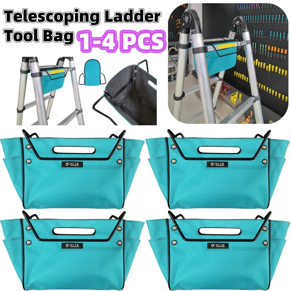 1-4PCS Telescoping Ladder Tool Bag Multifunction Hanging Bag Oxford Cloth Portable Storage Bag with Side Pockets Electrician Bag