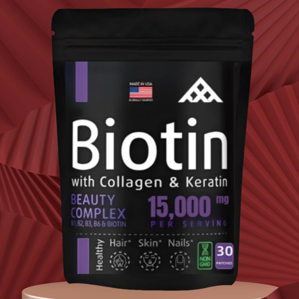 30 Patches Biotin Transdermal Patches mit Kollagen, Nägeln und Haaren, strahlende Haut, gesundes Alter