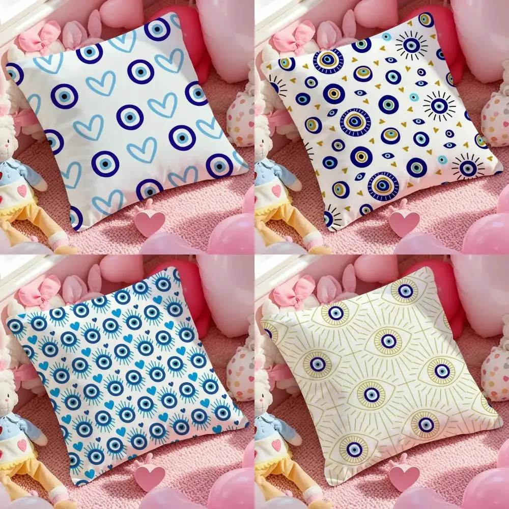 Blue Heart Evil Eye Cushion Cover Cushion Cover Soft & Easy-Wash Versatile For Couch, Bed, Travel And Office