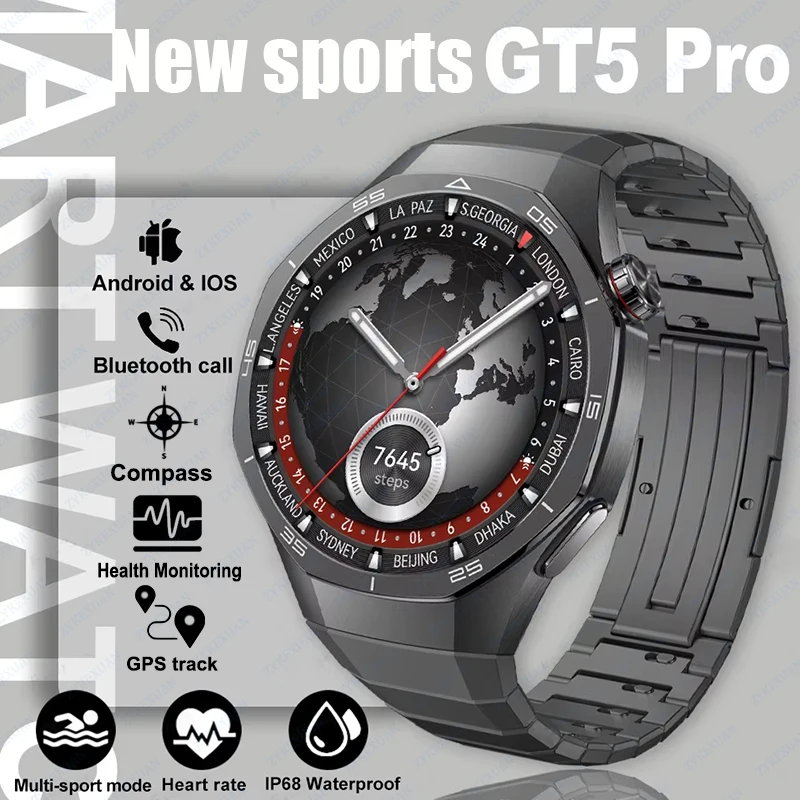 Watch GT5 Pro Sports Smart Watches Men GPS Track Compass Altimeter Waterproof Bluetooth Call NFC Smart Watch Women 2025 New+Box