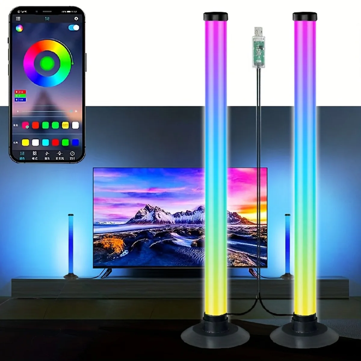 USB LED Light 24CM Bar RGB IC Color Changing TV Backlight Remote APP Control Music Sync Atmosphere Light Strip Gaming Room 5VLED