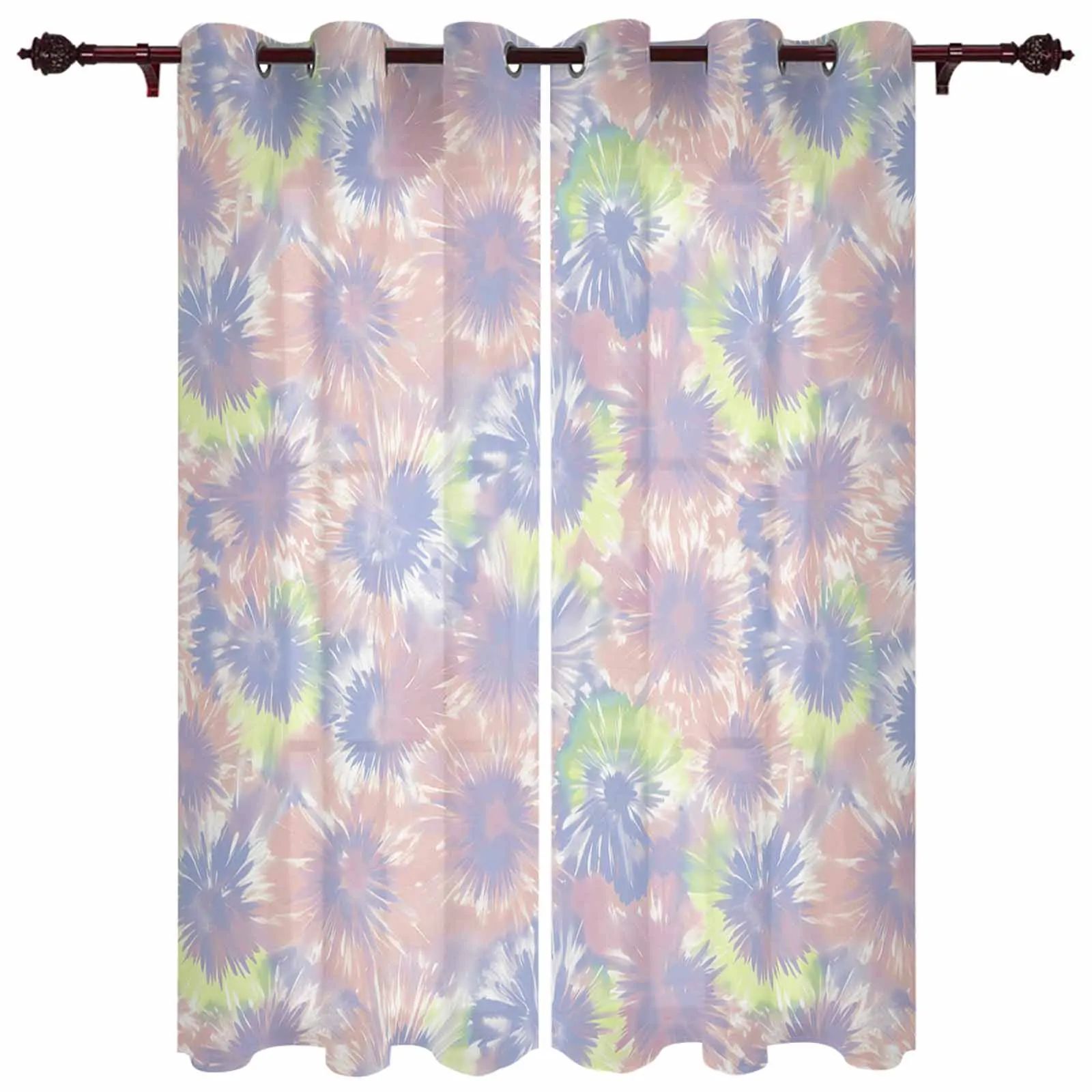 Tie Dyeing Ethnic Style Abstract Art Watercolor Indoor Curtains Living Room Luxury Drapes Large Curtains Window Treatments