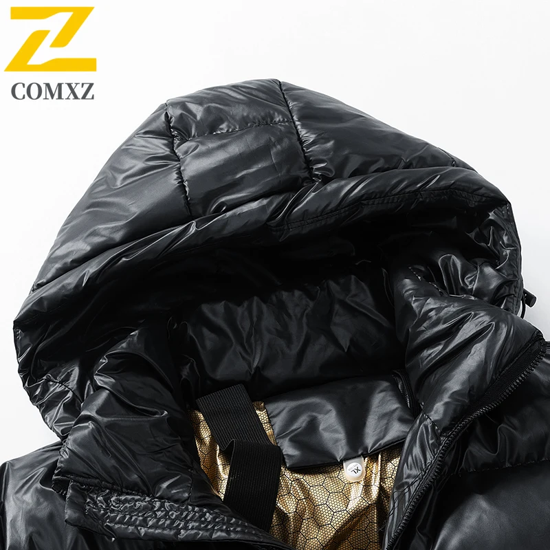 2025 Winter Lightweight Jacket Men's Luxury Black Gold Bright Waterproof Down Cotton Padding Coat Women Trendy Warm Puffer Parka