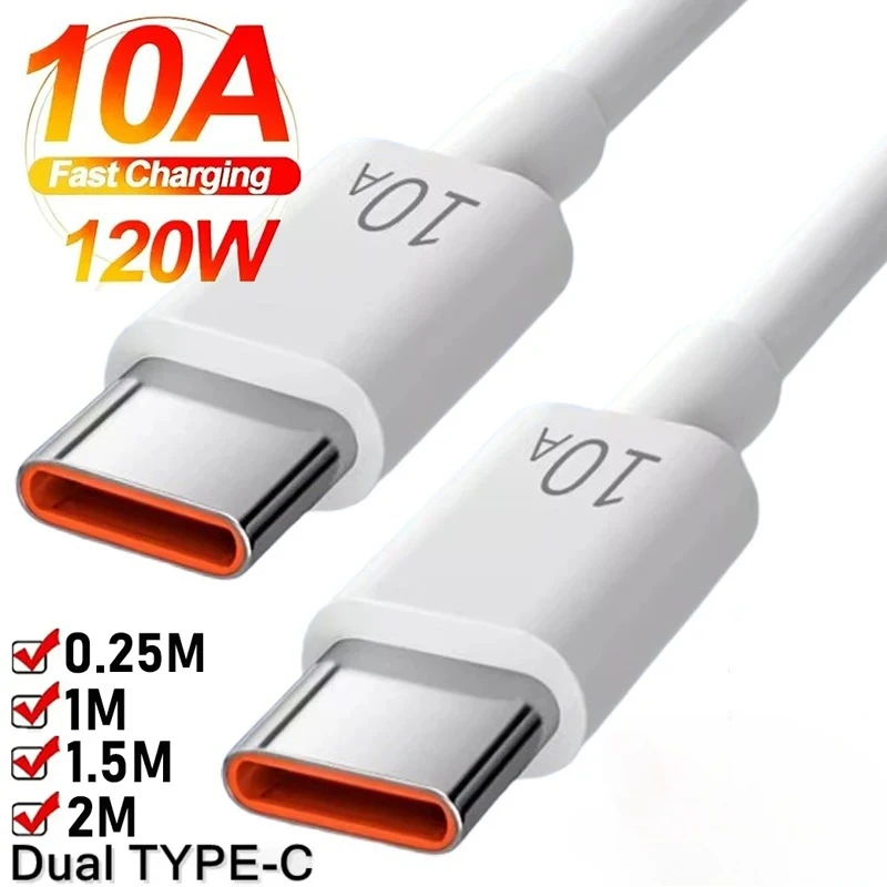 10A USB C auf Typ C Kabel 120W Superschnellladekabel für iPhone Xiaomi Samsung Dual Typ-C PD Schnelllade-Datenkabel