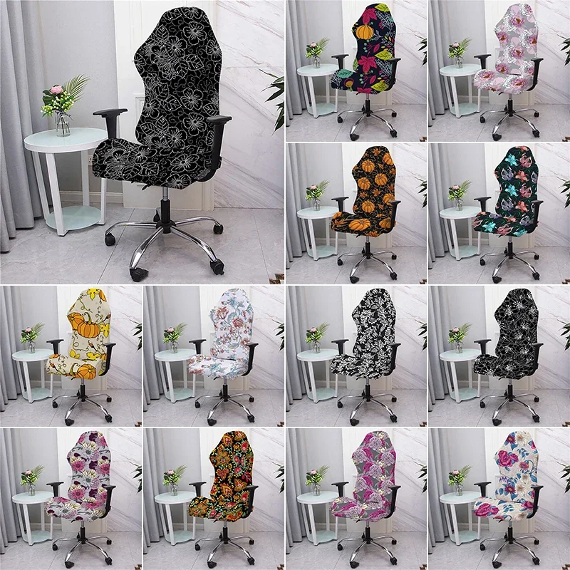 Stretch Gaming Chair Cover Halloween Pumpkin Printed Office Swivel Chair Covers Universal Internet Bar Computer Chair Cover