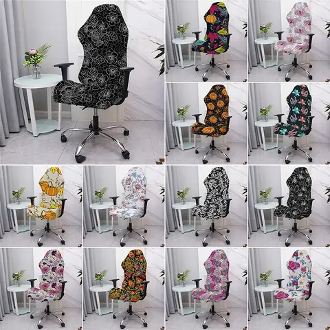 Stretch Gaming Chair Cover Halloween Pumpkin Printed Office Swivel Chair Covers Universal Internet Bar Computer Chair Cover