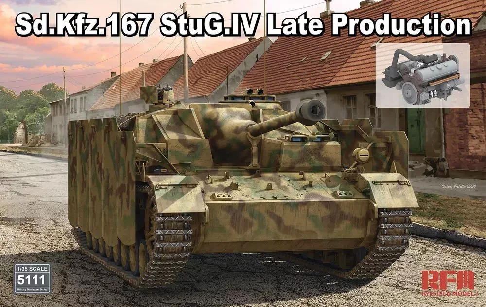 Rye Field 5111 1:35 Scale  SdKfz167 StuG IV Tank Late  w/Engine Workable Tracks  Vehicle Plastic Assembly Model Building Kit
