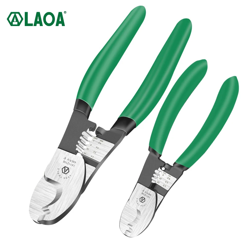 LAOA CR-V Cable Cutter with Wire Stripper Pliers Function Bolt Cutting Multifunction Hand Tools Anti-Slip Electrician Scissors