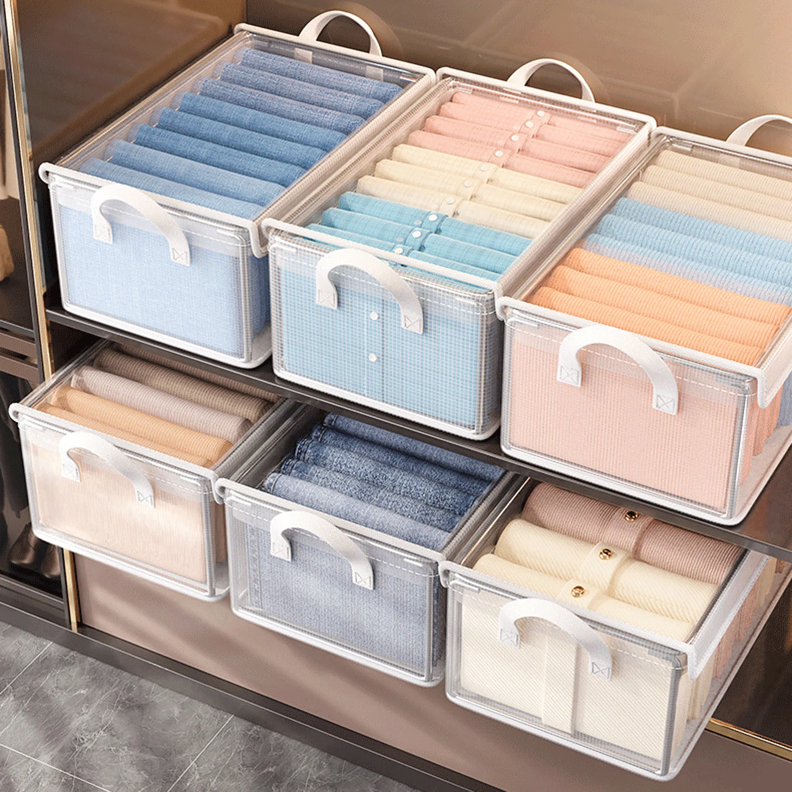 

Large Capacity Storage Box PVC Transparent Organizer Box For Clothes Bed Sheets Toys Home School Multifunction Storage Box