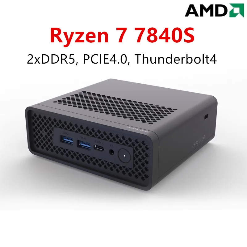 New Topton Mini PC Gamer AMD Ryzen 7 7840HS 2*DDR5 5600MHz PCIE4.0 USB4.0 Thunderbolt4 Windows 11 Portable Computer Office WiFi6