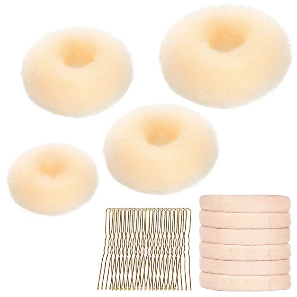 Portable Hair Styling Tool Donut Bun Maker Sponge Set For Quick Neat Updo Fashion Women Daily Hairdressing Decor