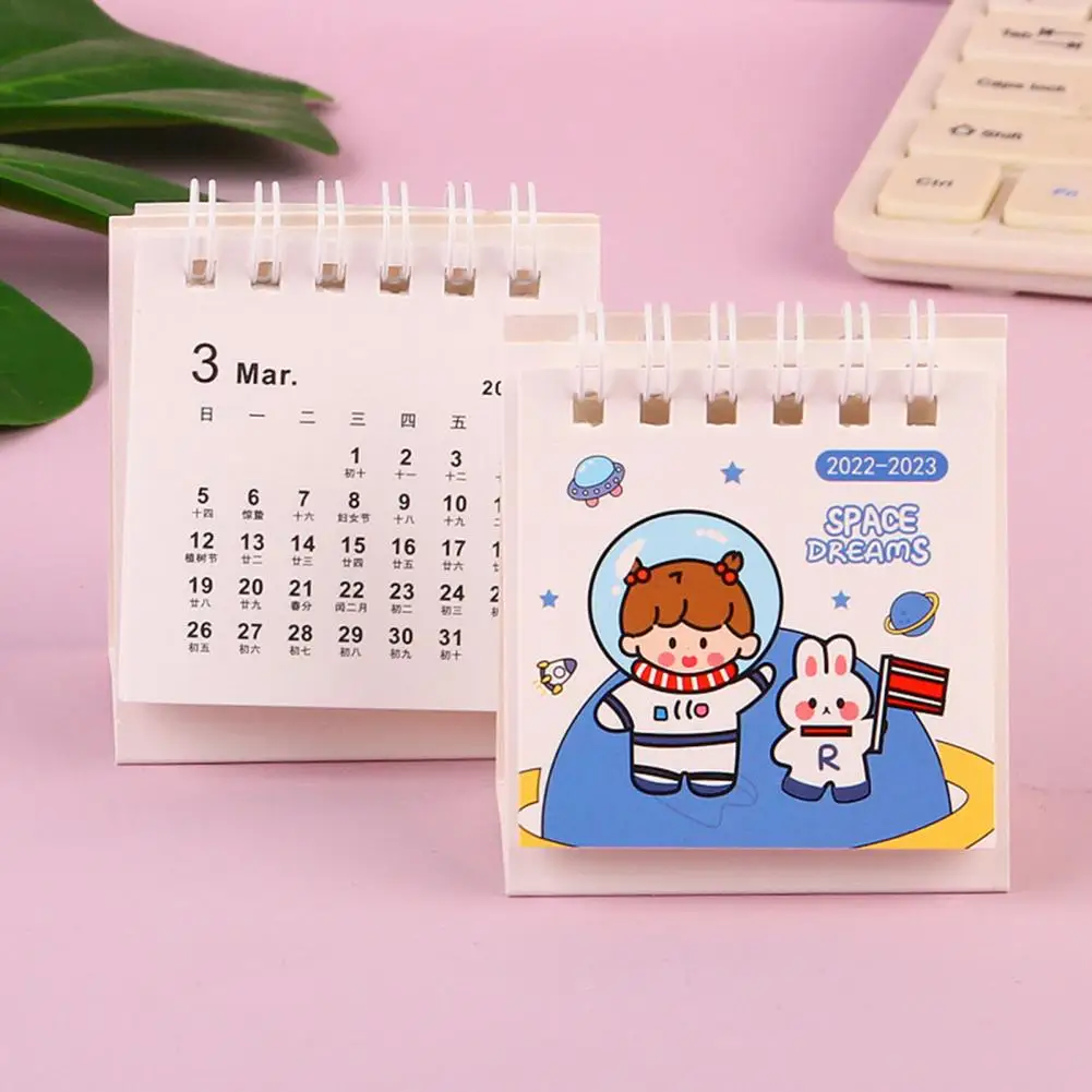 Kalender Meja Mini Tahan Lama 2023 Kalender Meja Mini Kartun Rumah Tangga Kalender Desktop Halaman Halus