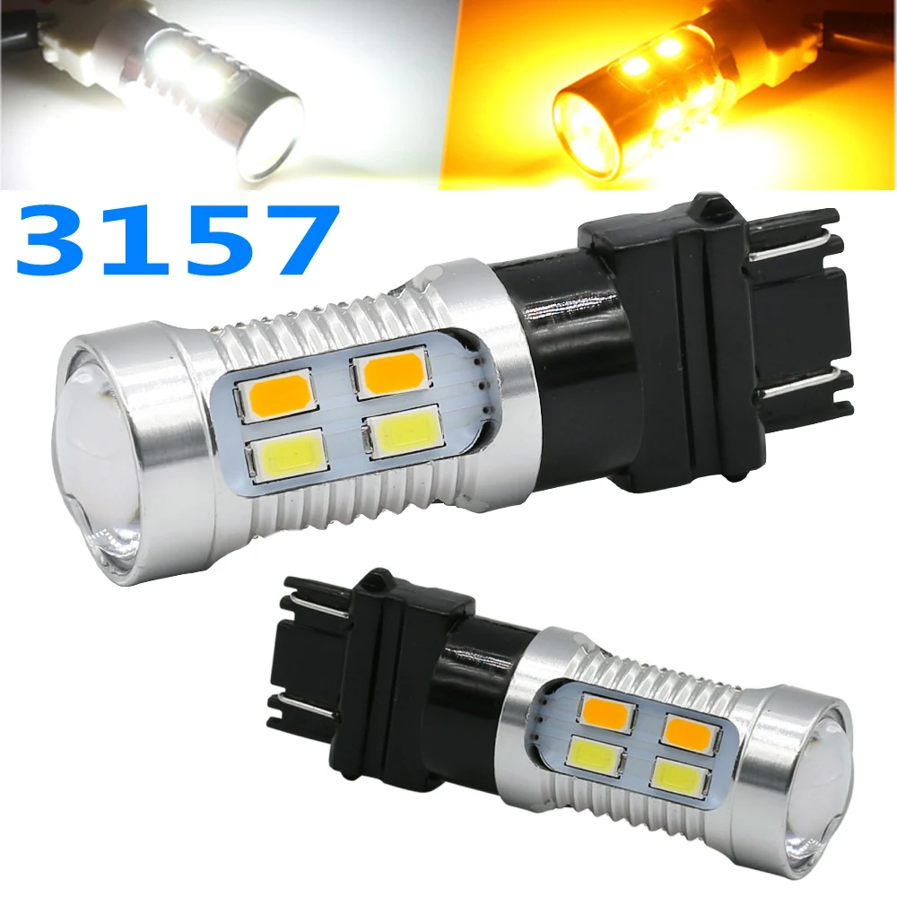 2X High Power 3157 LED DRL White/Amber Switchback Turn Signal Parking 20-SMD-5730 Light Bulbs Dual