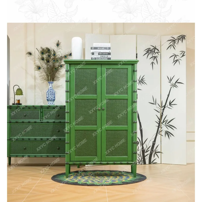 XX double-door bookcase rattan multi-functional locker medium antique window cabinet