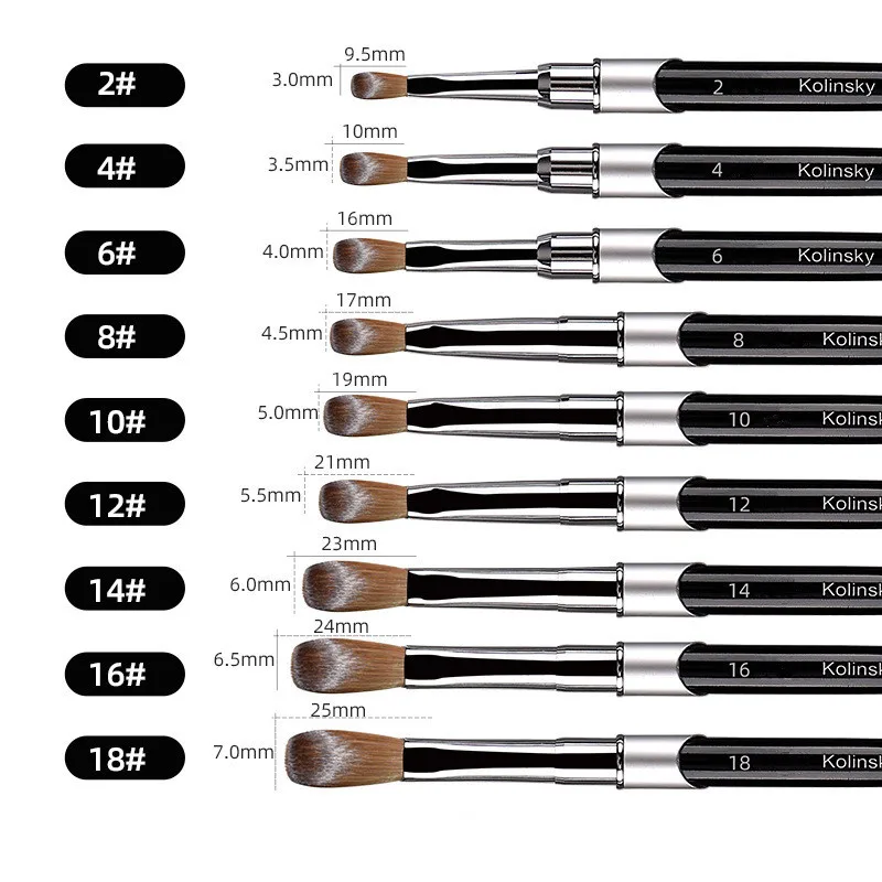 100% Pure Kolinsky Acrylic Nail Brush Black Handle Kolinsky Sable Pen for UV Nail Gel Painting Carving Nail Art Tool