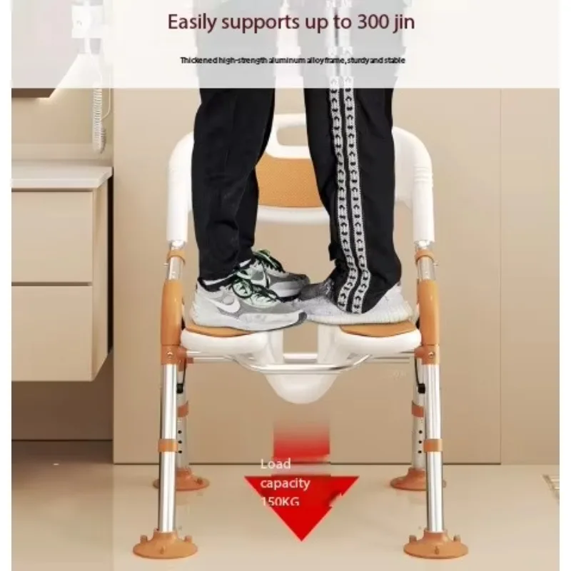 Metal Wall-Mounted Shower Seat Non-Slip Folding Bath Stool Bathroom Shower Chair for Pregnant Women Kids Elderly Stainless Steel