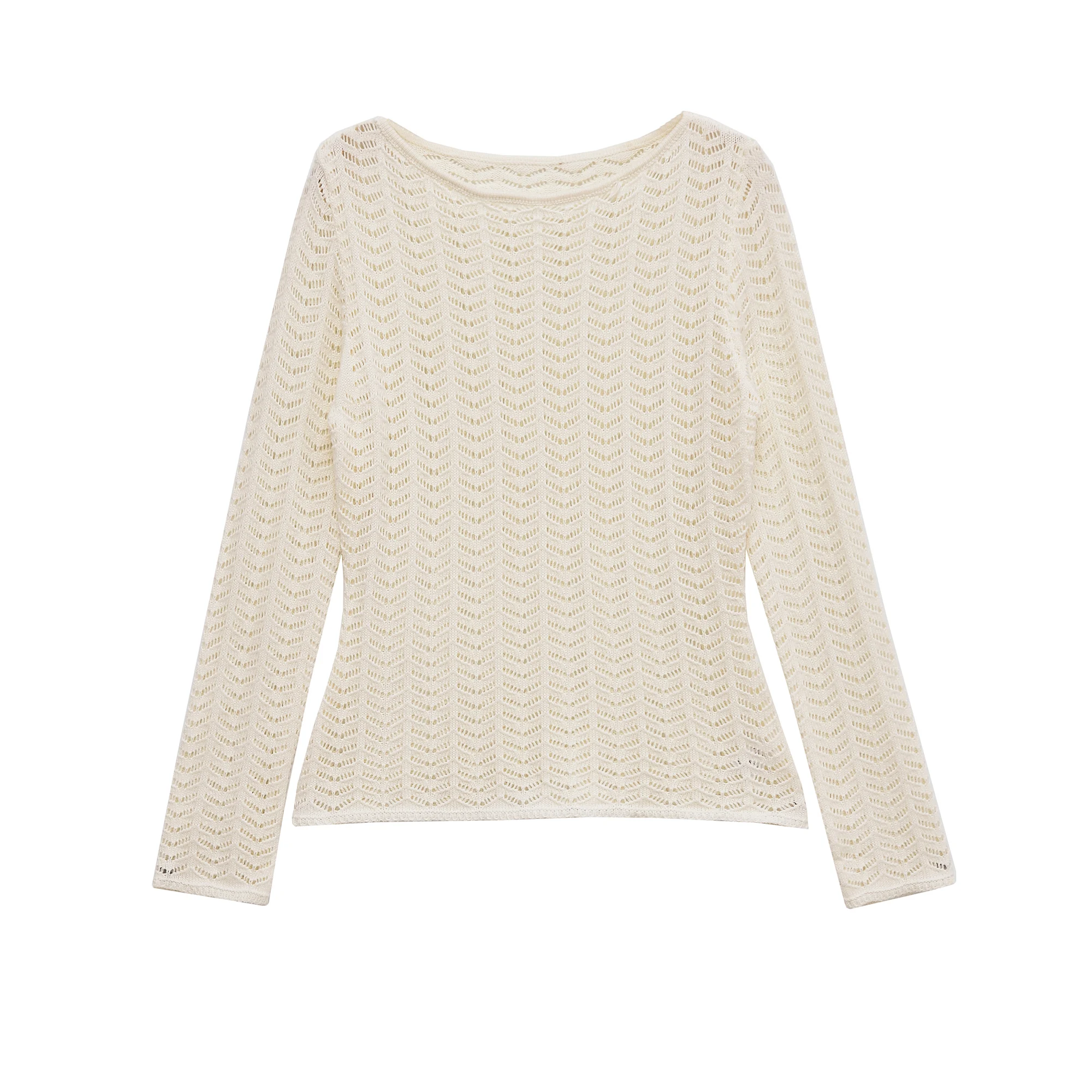 

Women Vintage Casual Solid Long Sleeve Knitted Sweater Fashion Autumn Hollow Out Pullovers Elegant Tops Women Clothing