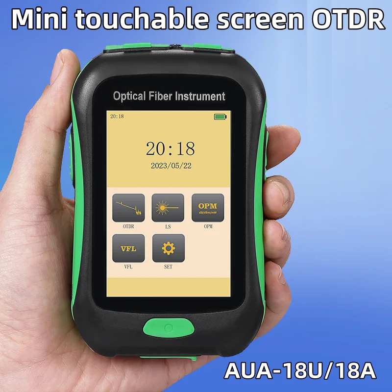 

AUA-18U/18A Mini 80KM Optical Fiber Reflectometer Active Fiber Live Test Touchable Screen OTDR Built-in OPM/VFL/OLS/LED Lighting