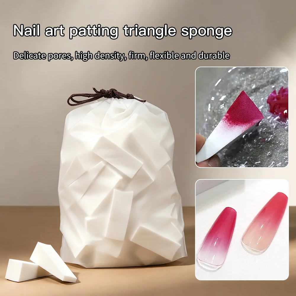KANIU 50/100/300PCS Nail Art Triangle Patting Sponge White Triangle Nail Art Sponge For Nail Ombre Gradient And Blending Tool