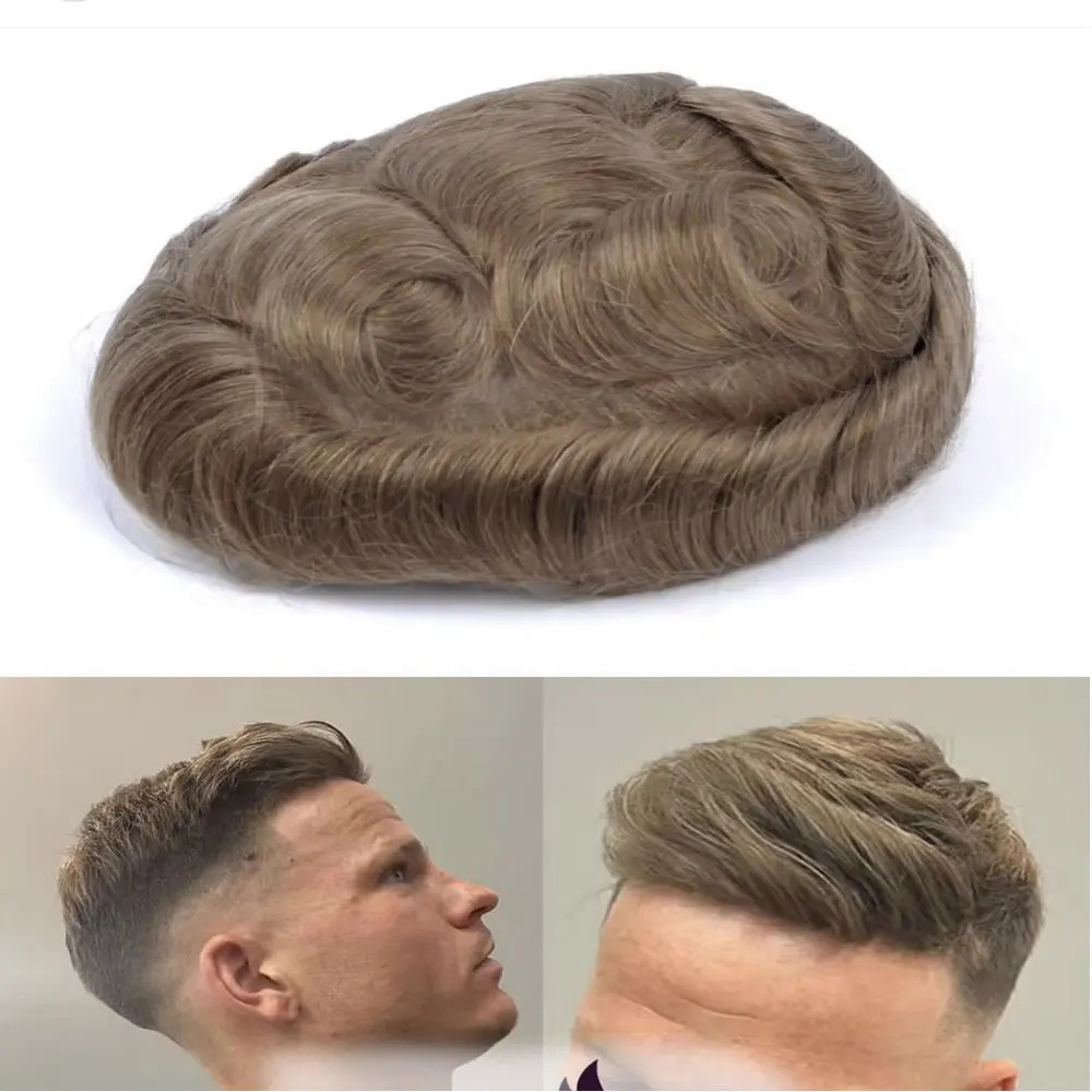 Durable Natural Hairline 0.02mm Utra Thin Skin Men Toupee Human Hair capillary Prosthesis Replacement System Units HairPieces