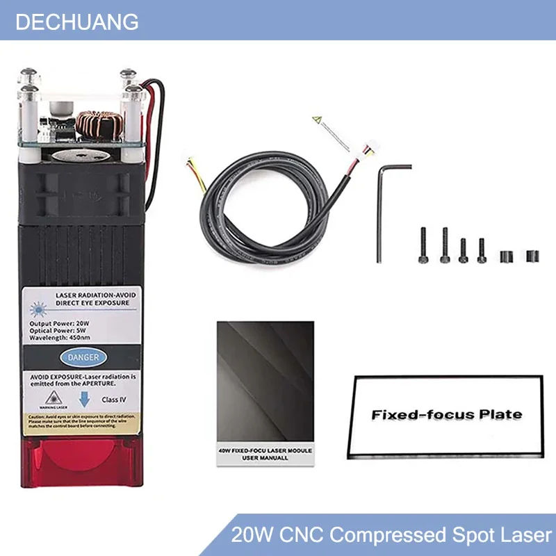 20W Laser Module 12V High Power Laser Head Double Ultra-Fine Compressed Spot For DIY Laser Engraving Machine Cutting MDF