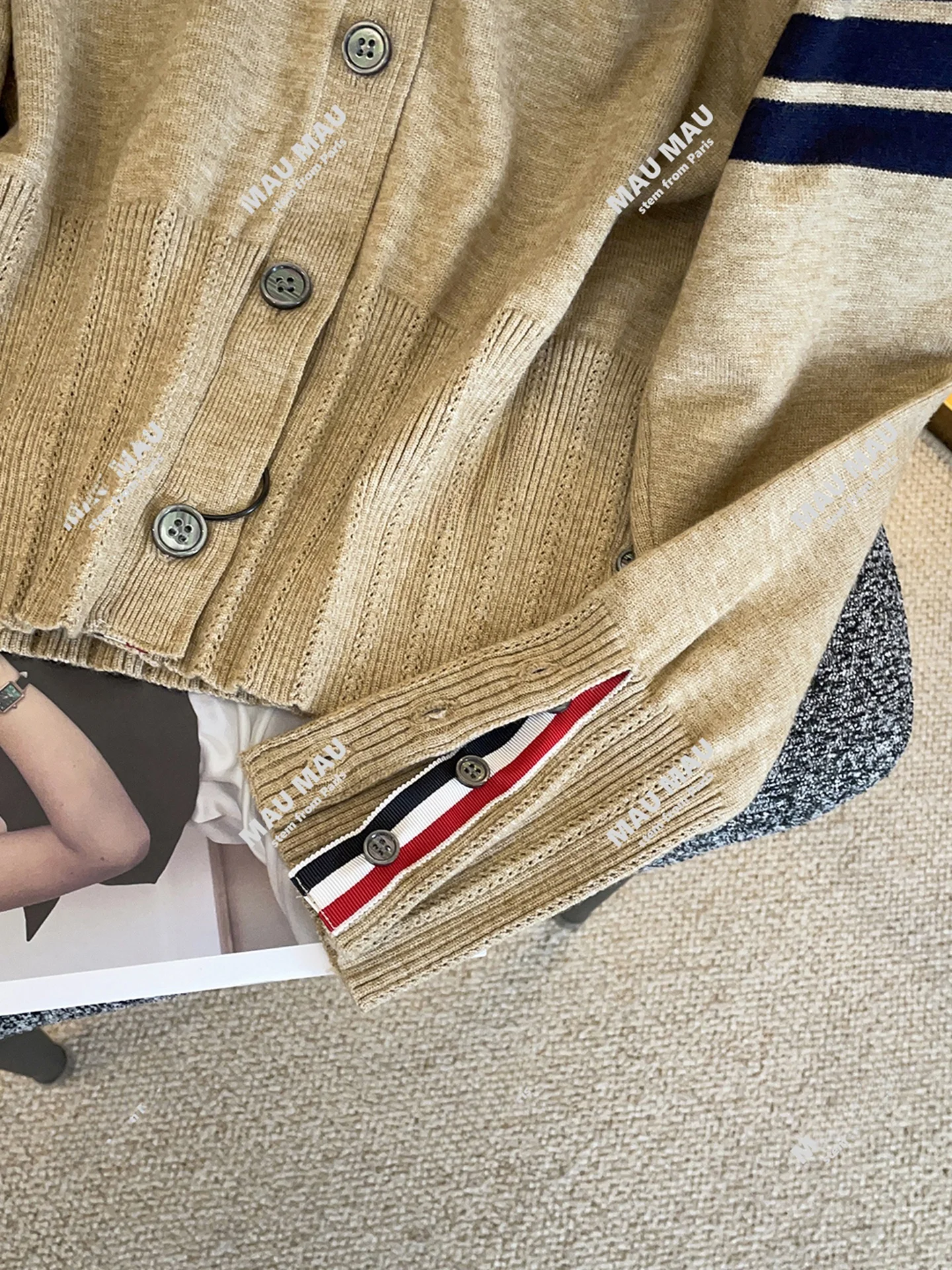 High-end feminino de malha v-ne listrado aberto cardigan casual sle outono inverno faion design retro respirável ort sve