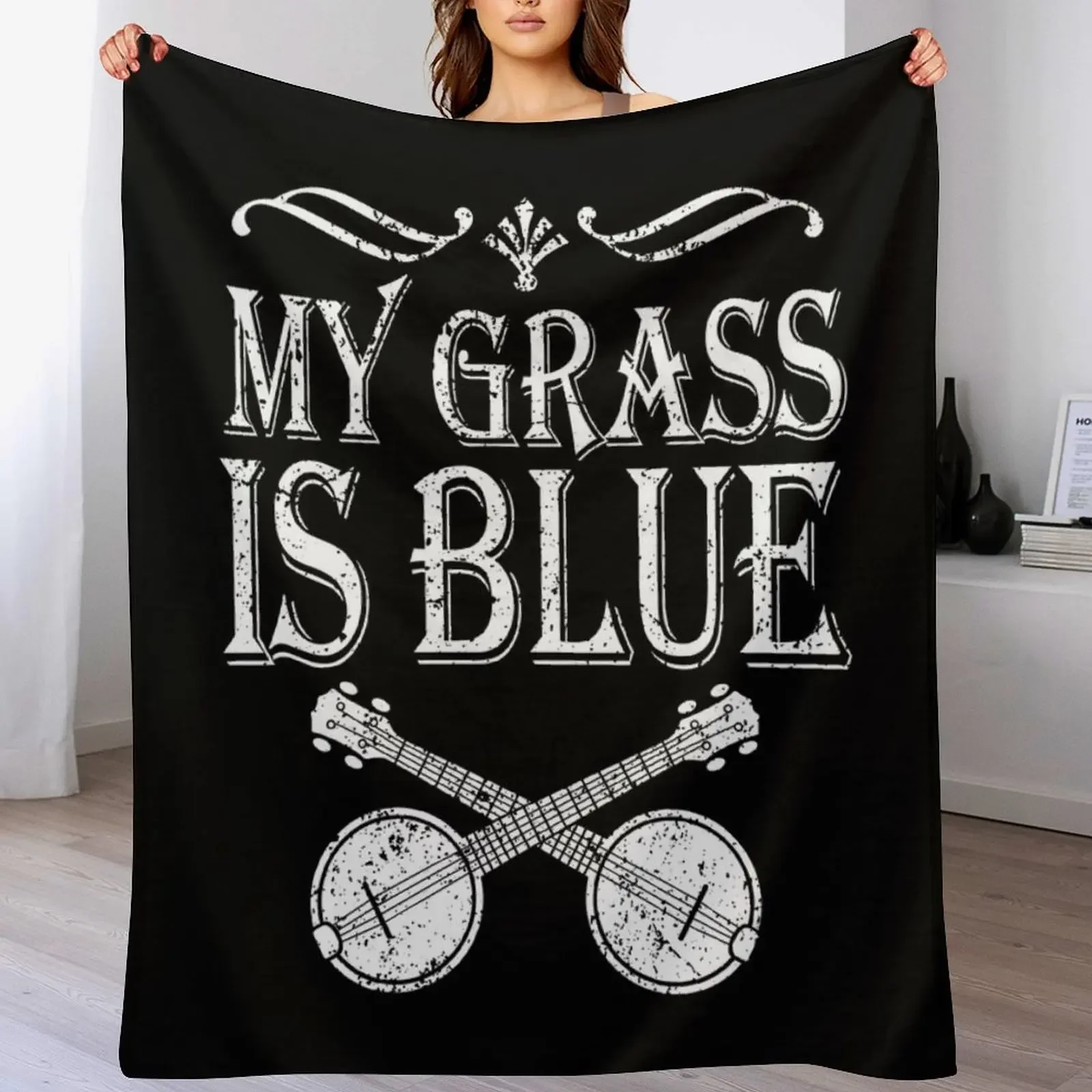 

My Grass Is Blue Tee Shirt Country Bluegrass Shirt Banjo Throw Blanket Extra Large Throw Single Sleeping Bag Loose Blankets