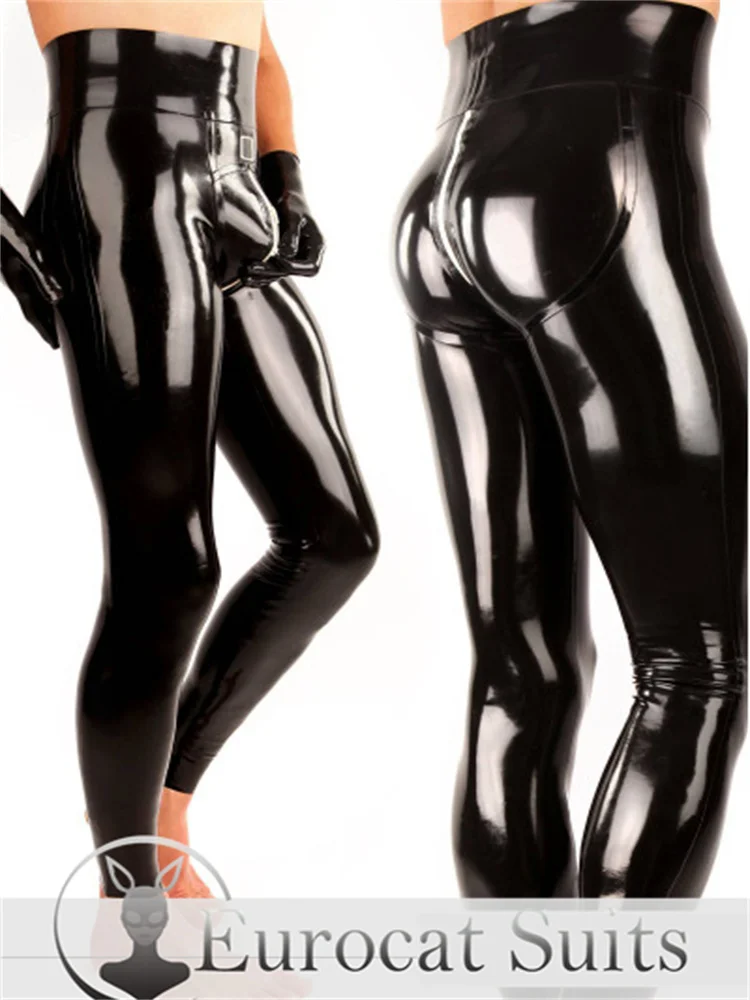 

latex leggings men eurocat suits latex trousers rubber fetish customised clubwear cosplay Push up men's latex leggings