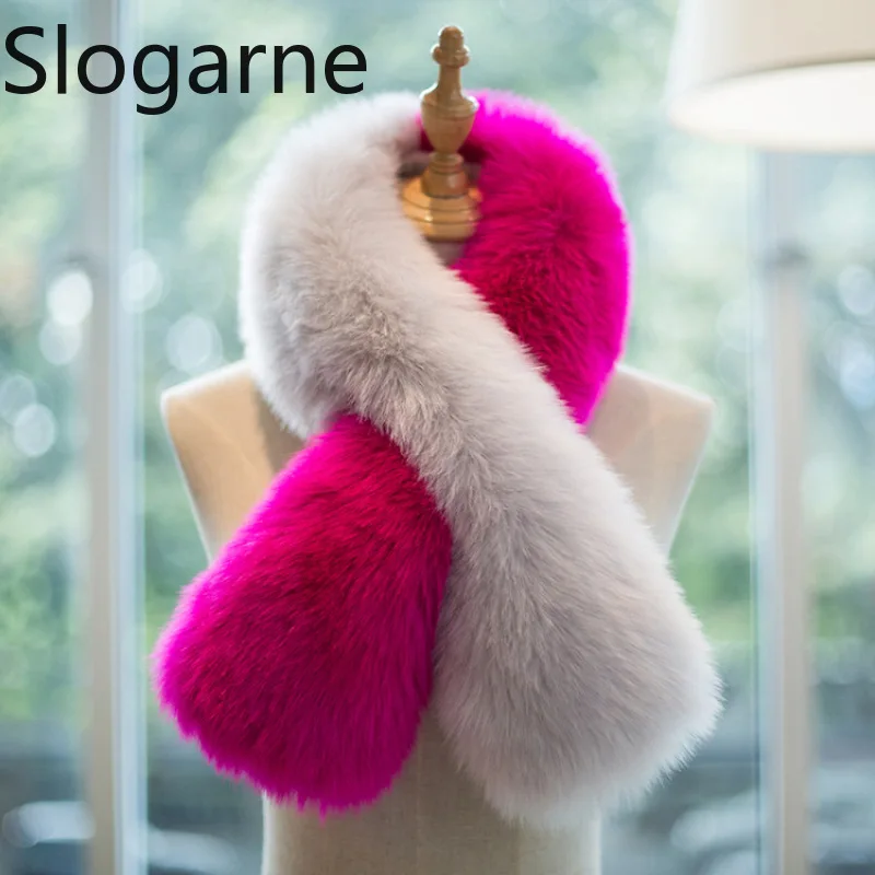 

Women Winter Colorful Fox Fur Scarf Ladies Luxury Furry Neckerchief Soft Faux Fur Scarves 2026 New Fluffy Warm Wrap Shawl Collar