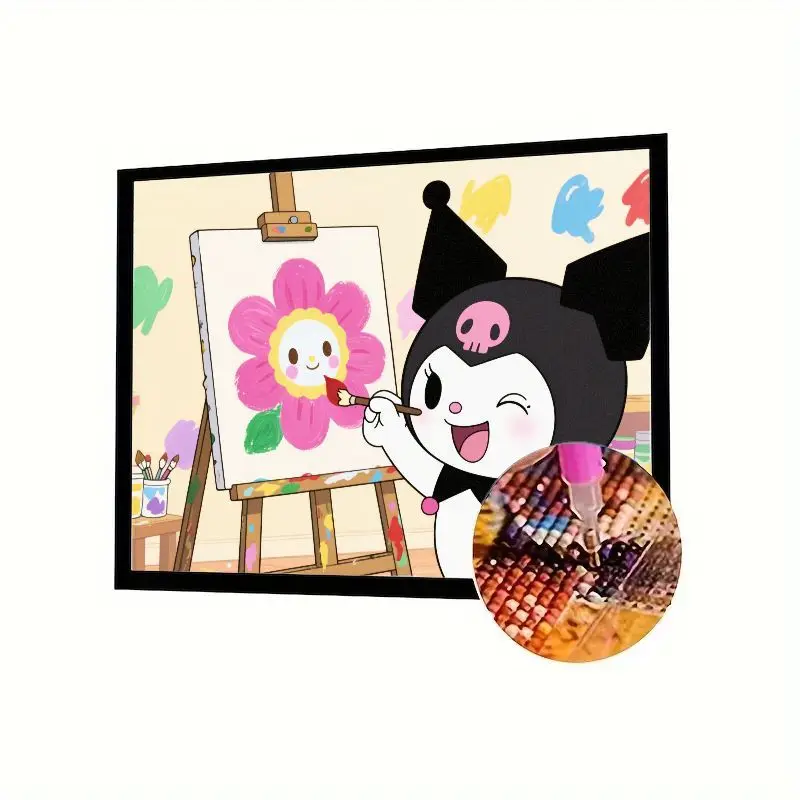 

1 шт. DIY Kuromi Painting Flower 5D Набор для алмазной живописи-Милый персонаж мультфильма Sanrio Полная дрель со стразами Искусство для вышивки