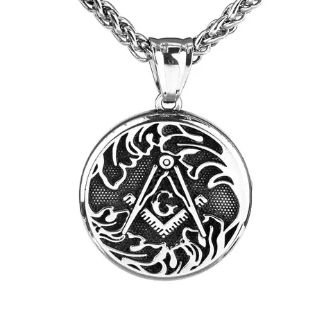 Vintage Round AG Freemason Pendant Charm Men's Necklace Fashion Christmas Valentine's Day Gift Protector Jewelry Accessories