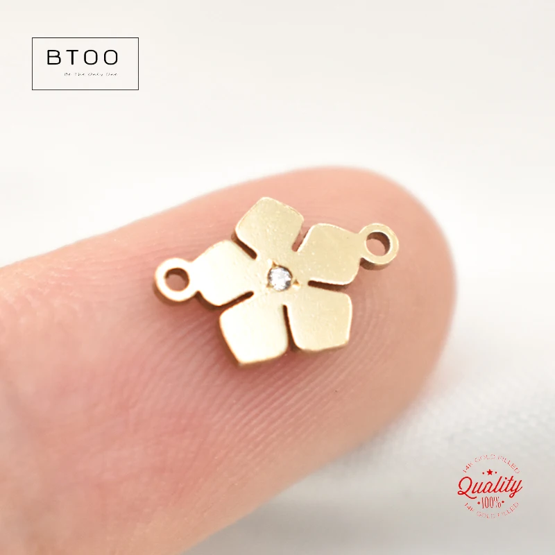 Plum Flower Connector Charm 14K Gold Filled Jewelry for DIY Bracelet Necklace Making Jewelry Tarnish Resistant Jewelry Findings