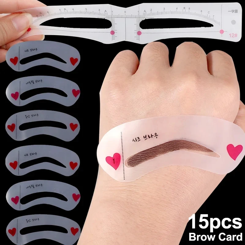 3D Eyebrow Stencil Set Transparent Thrush Auxiliary Siamese Card Eye Brow DIY Drawing Styling Grooming Template Card Makeup Tool