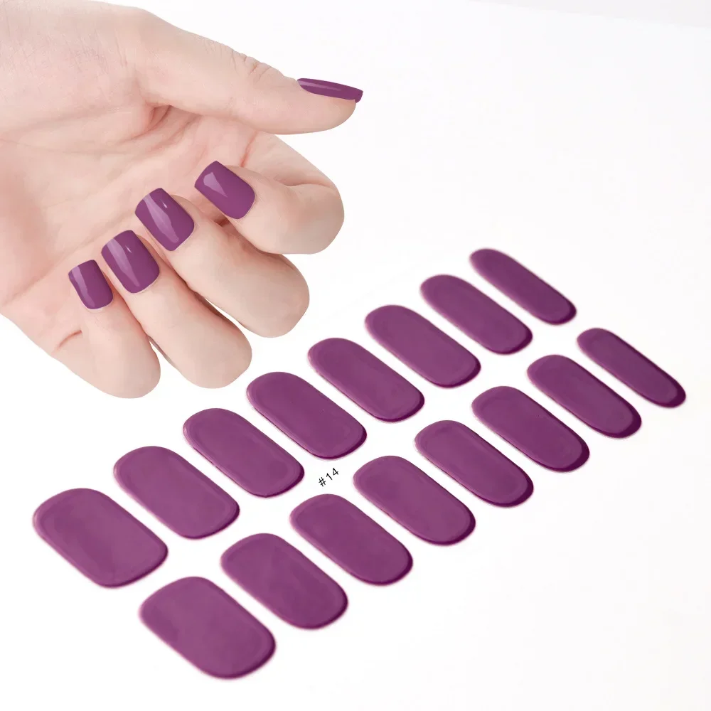 16Pcs UV Semi Cured Nail Stickers Full Cover UV/LED Lamp Required Gel Nail Strips Waterproof Nail Strips Manicure Decorations