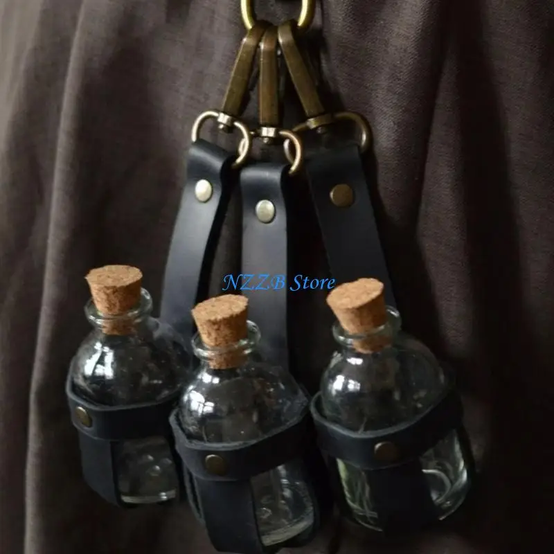 

T21F Wizard Potions Glass Holder with Cork Stopper Halloween Witch Potion Bottle