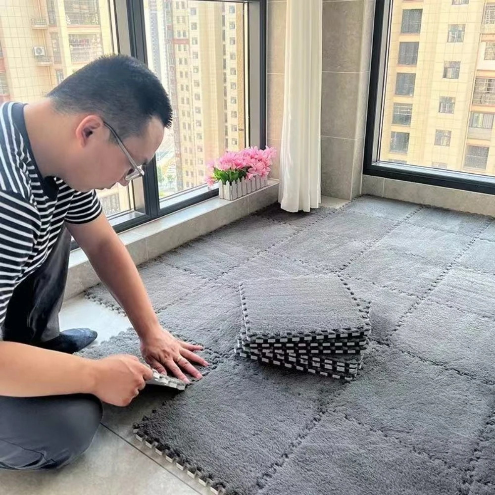 

16Pcs Baby Play Mat Soft and Fluffy Foam Carpet EVA Non-slip Interlocking Floor Washable Children's Play Mat Home Decor