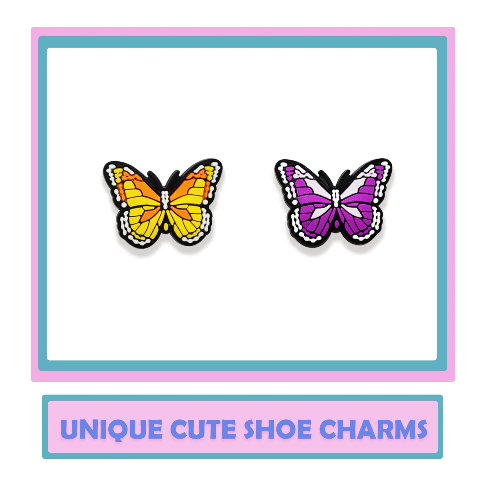 10Pcs Colorful Butterfly Series Shoe Charms For DIY Shoe Decoration Accessories Shoe Pins Bubble Slides Sandals Great Gift