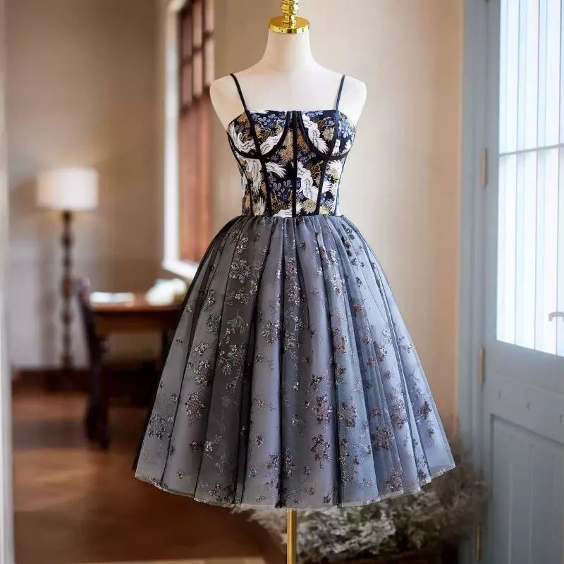 

French Evening Dress 2025 New Style Niche High-end Suspender Short Style Banquet Birthday Princess Dress Temperament Spring