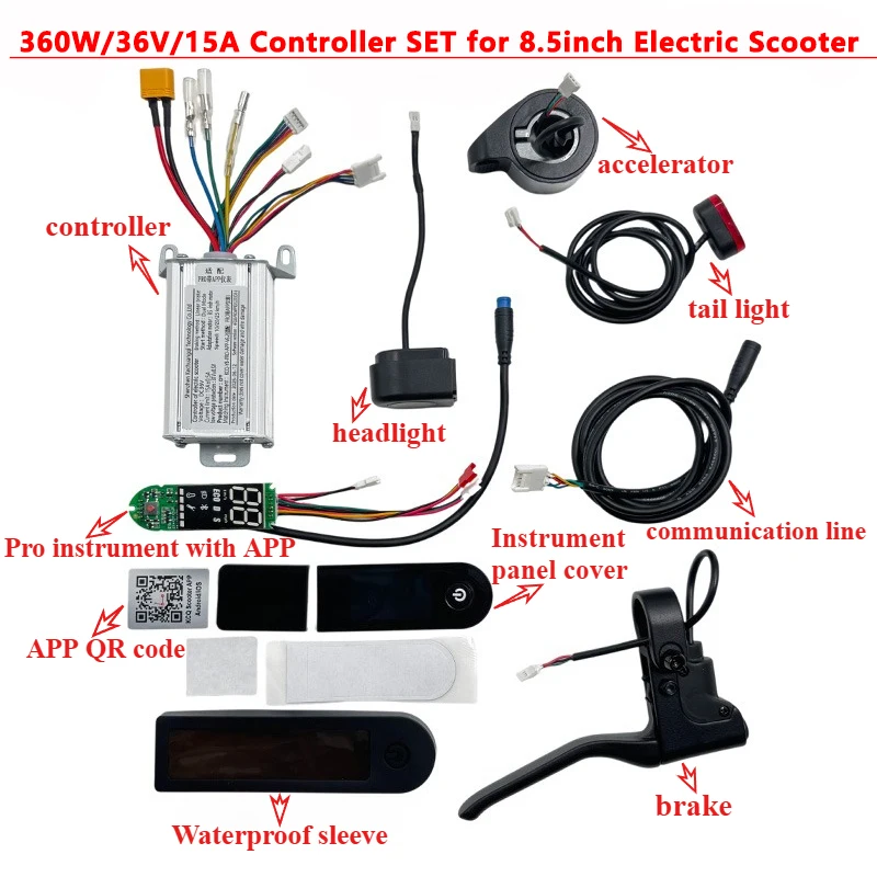 

KCQ 8.5inch 350W 36V 15A Controller Pro Instruments with Bluetooth APP Set for 8.5inch Electric Scooter Universal Accessories