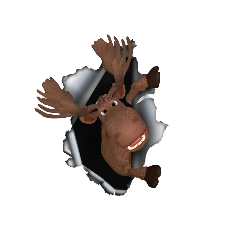 DK414# Funny Moose Car Stickers Scratch Blocking Self-Adhesive Waterproof Decal, Used for Car, Laptop, Motorcycle, Van, RV