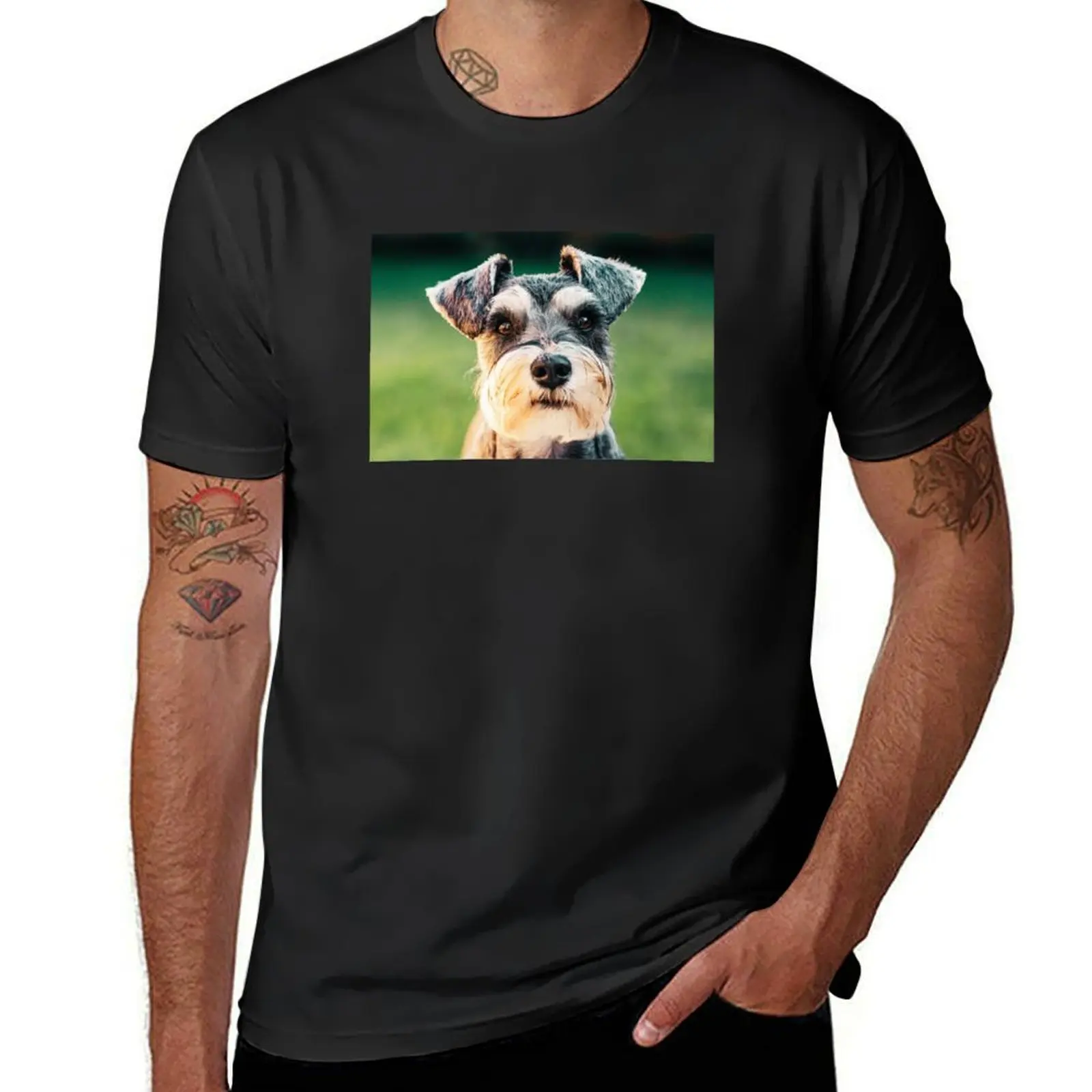 Miniature Schnauzer Face T-Shirt customs animal prinfor boys mens clothes