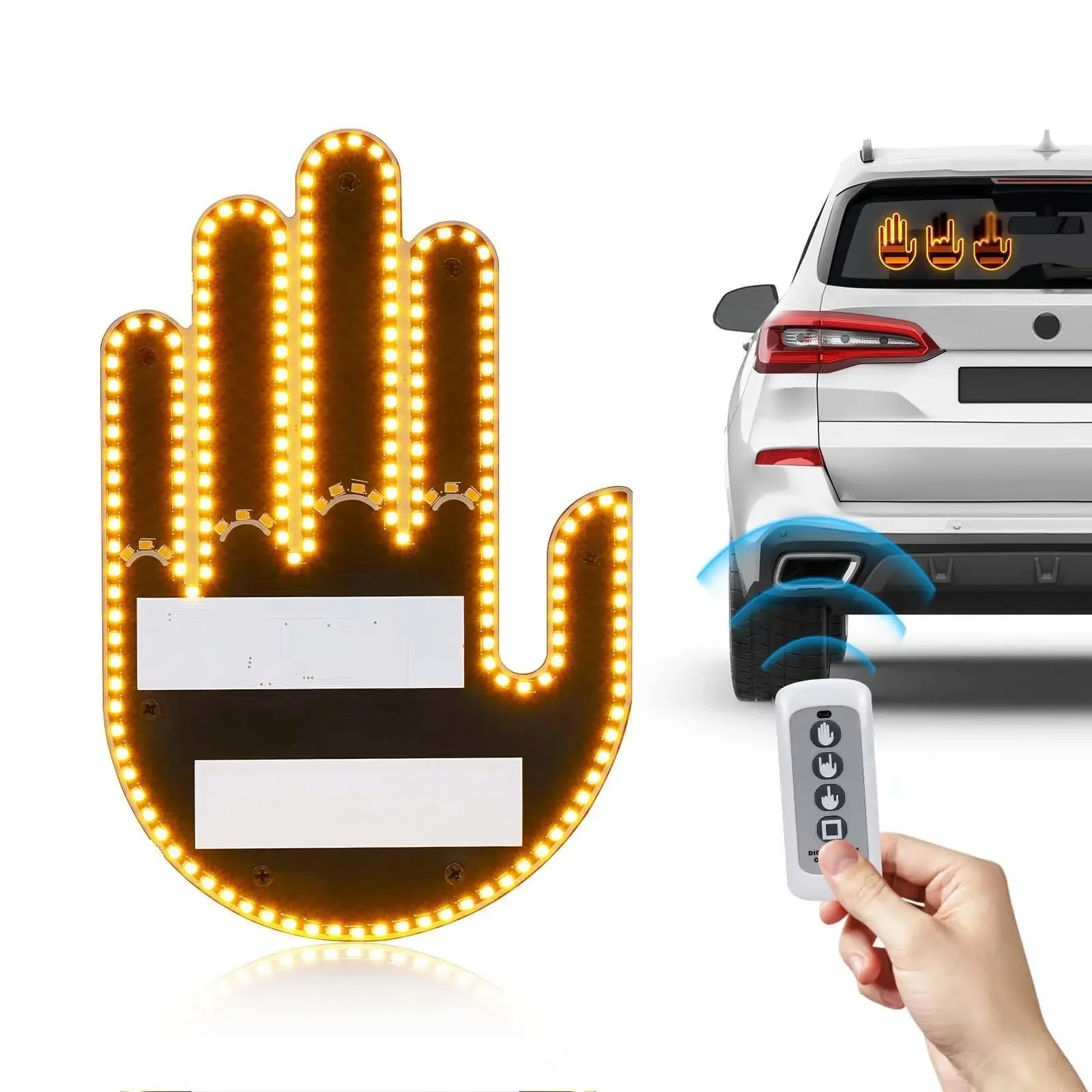 Finger Car Light with Remote Multi-Function Funny Car Finger Light Middle Finger Gesture Light Led Shine Gesture Light