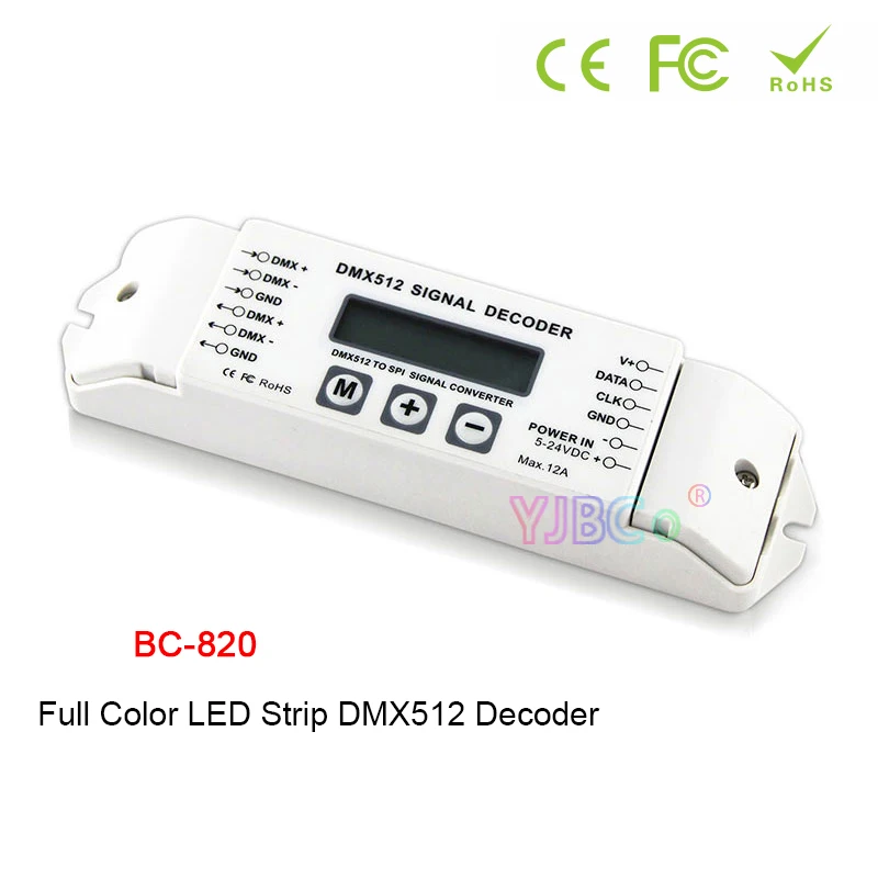 5V 12V 24V BC-820 DMX to SPI Signal Decoder DMX512 1990 Controller Convertor for PD6803 8806 WS2811/2801/WS2812 LED Pixel Lights