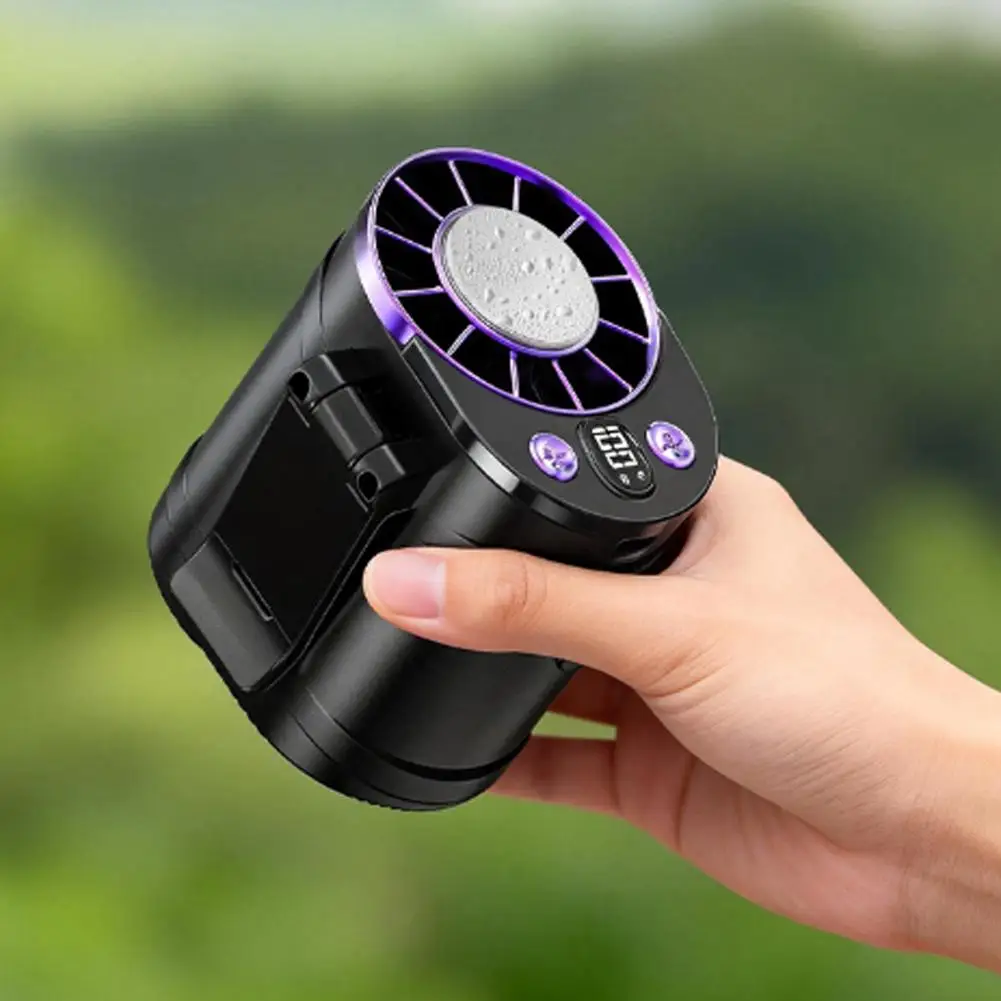 Portable Waist Cooling Fan Semiconductor Mini Air Conditioner Clip On Car LED Display 100 Speeds for Hiking Camping Working view 4
