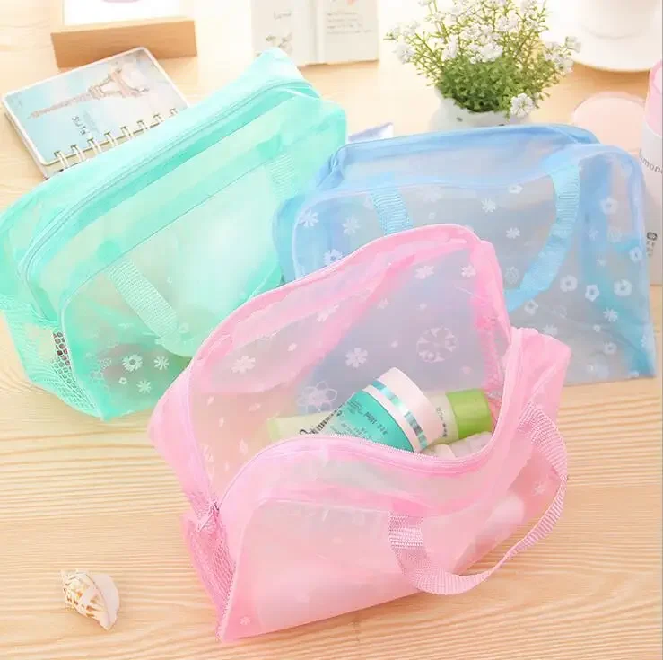 Make Up Organizer Bag Toiletry Bathing Storage Bags Women Waterproof Transparent Floral PVC Travel Cosmetic Bag Neceser Mujer