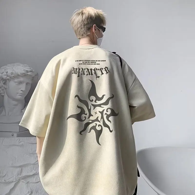 男性と女性のためのパーソナライズされたプリントTシャツ,ラウンドネック,半袖,ルーズ,ヴィンテージ,カジュアル,アメリカン,ヒップホップ,トレンディ,ハイストリート